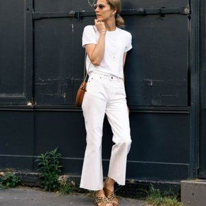 ASOS Egerton Rigid Cropped Flare Jeans in Off White